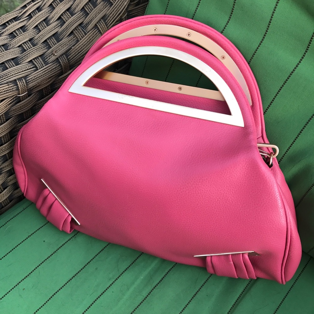 Pink leather handbag