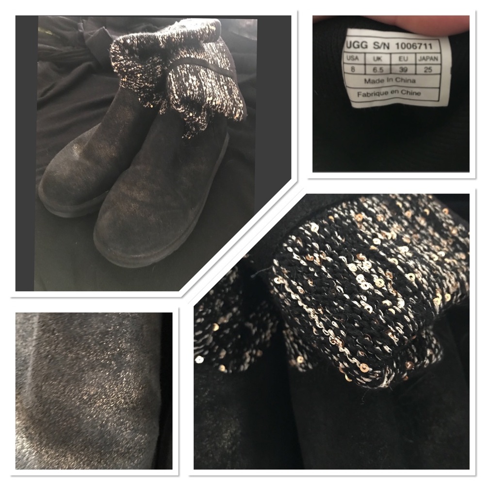 Authentic Uggs Black/Gold Metallic Camaya Slouch