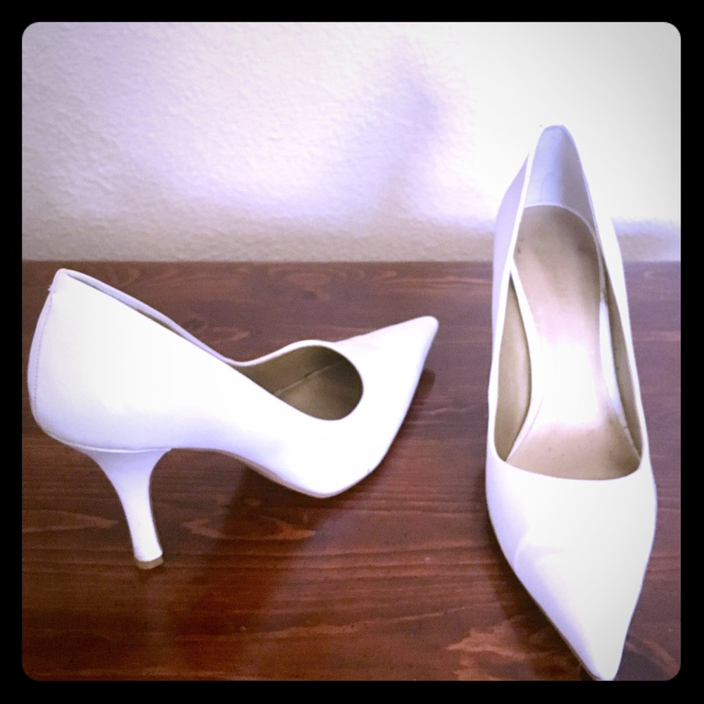 Nine West patent leather white pumps