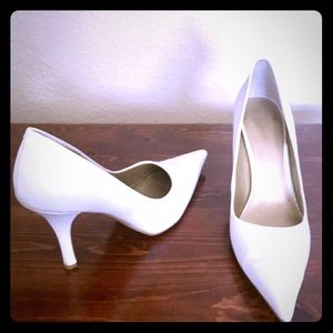 Nine West patent leather white pumps