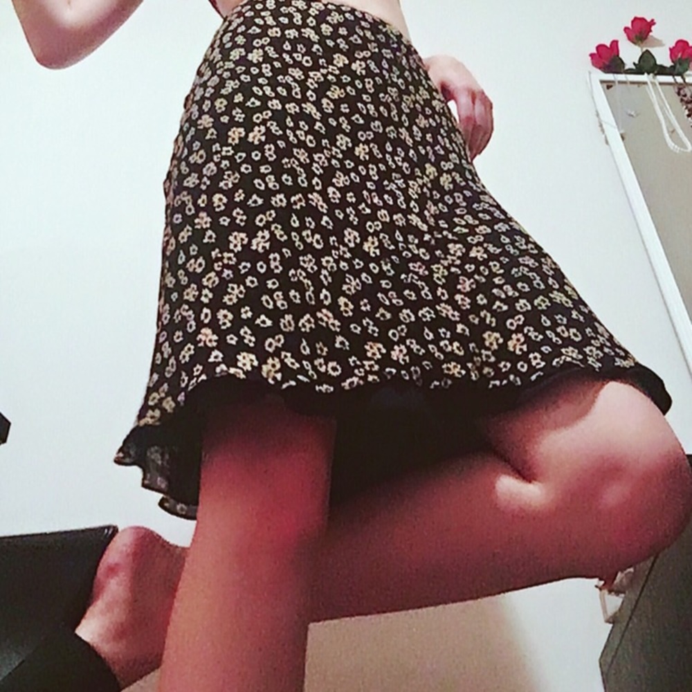 Dark Blue Floral Skirt Size XS