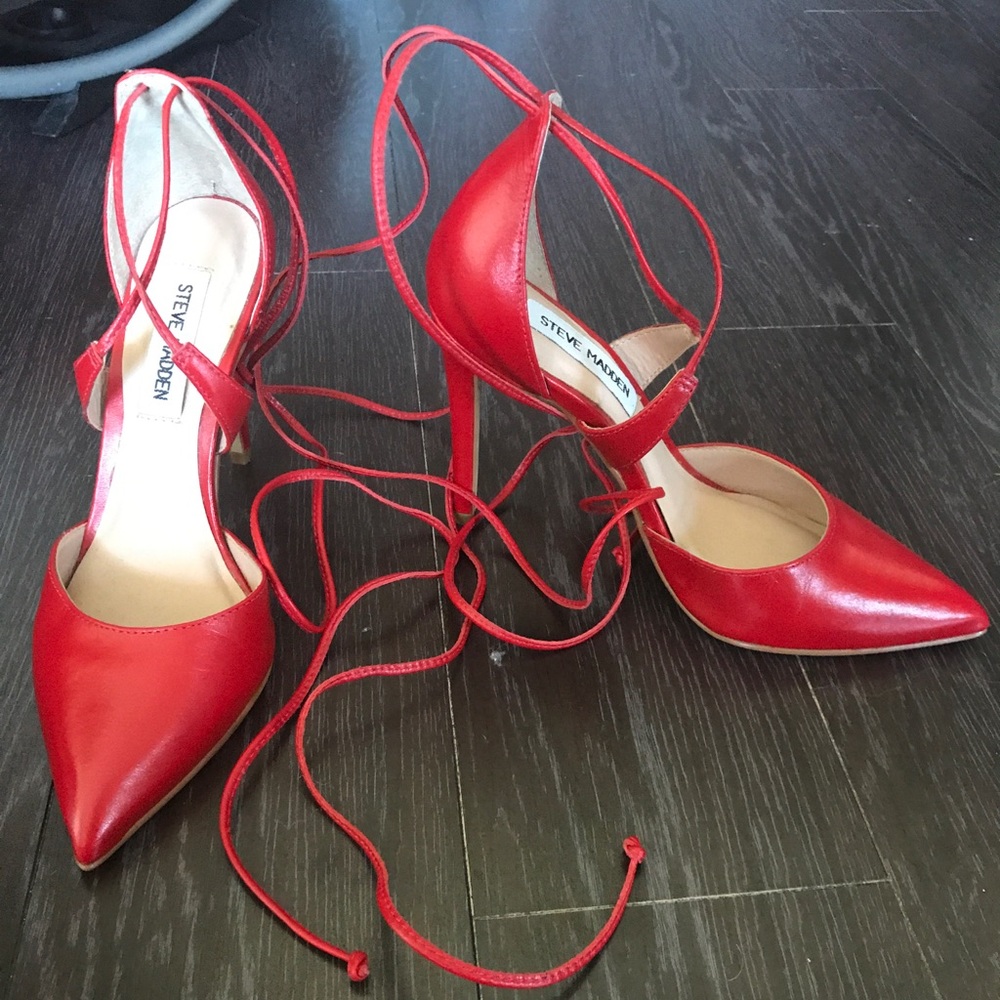 Sexy leather Steve Madden tie up heels