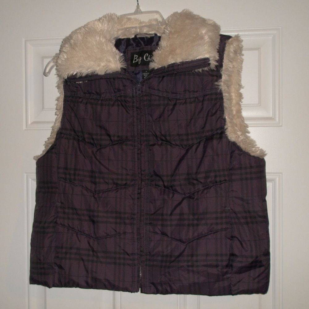Big Chill Purple Faux Fur Puffer Vest Size L