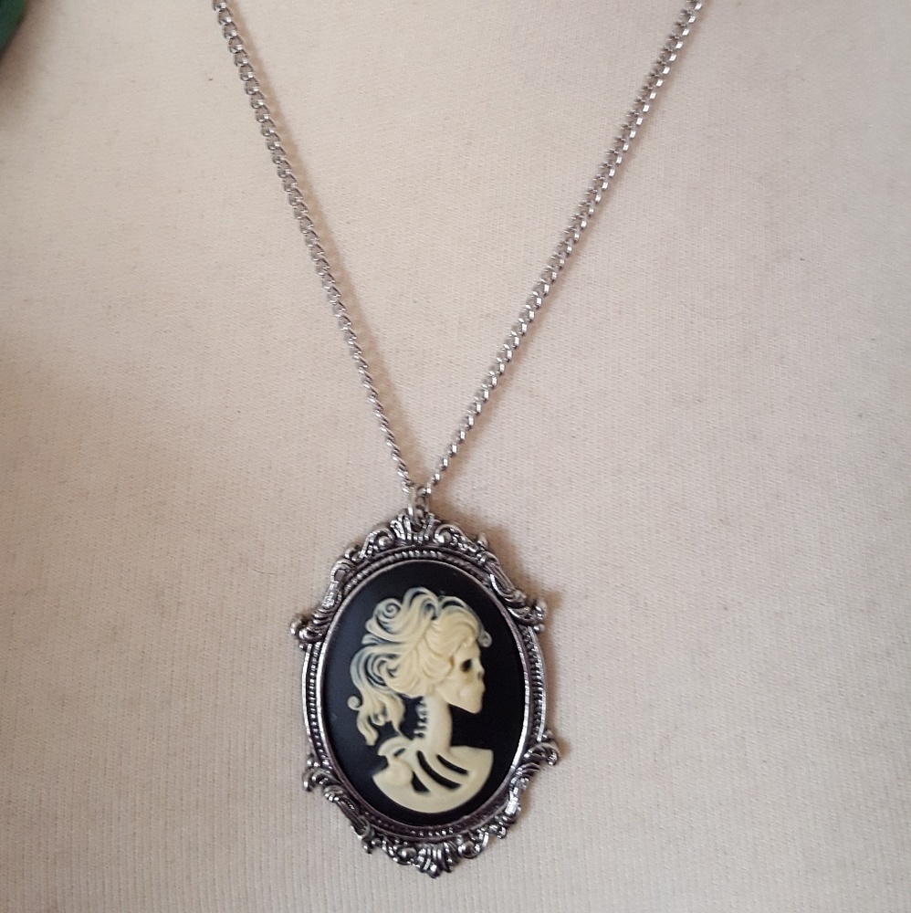 Skeleton cameo necklace