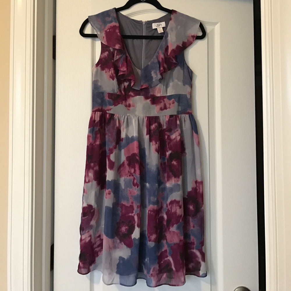 Ann Taylor Loft floral print V-neck saffron dress