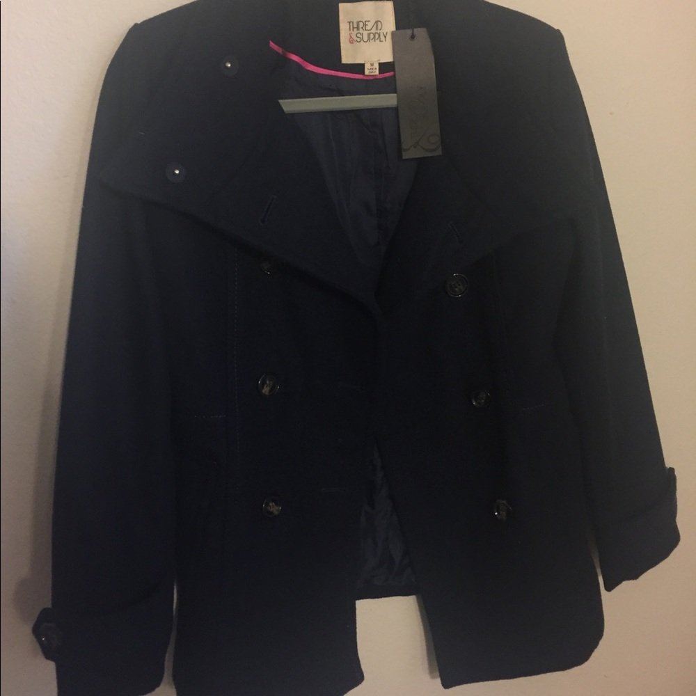 Thread and supply pea/trench coat