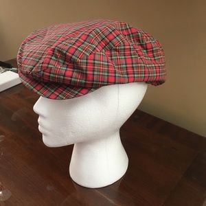 Men’s summer cap, red plaid