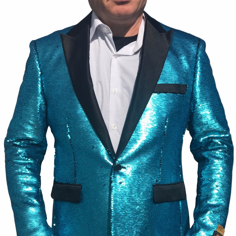 Single Breasted 1-Button Blazer In a Turquoise