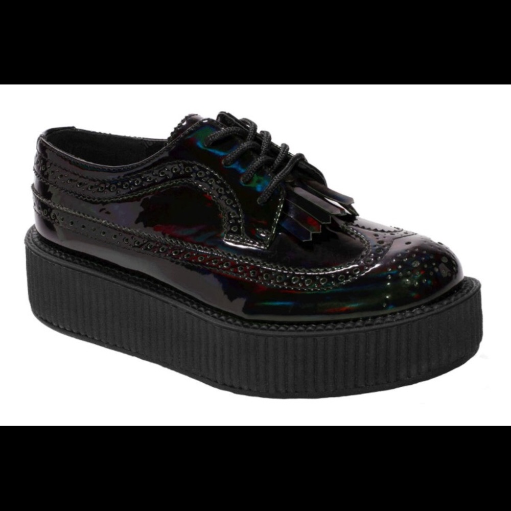 T.U.K Black iridescent wingtip creeper