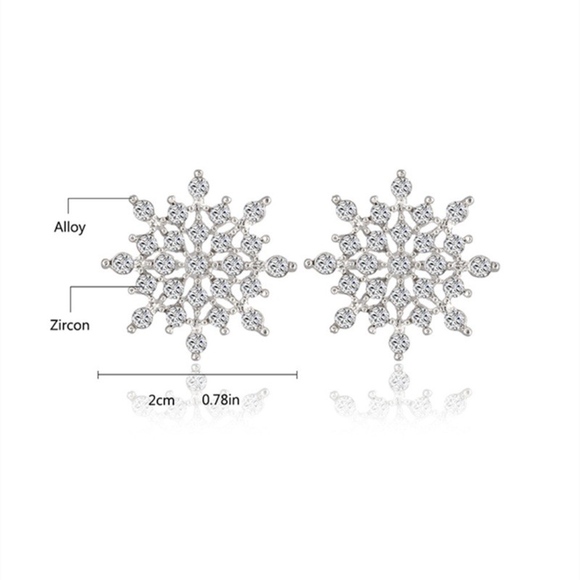Crystal Snowflake Stud Rhinestone Earrings - Picture 2 of 4