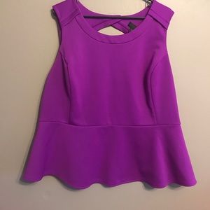 Worthington 2X Peplum Purple Top