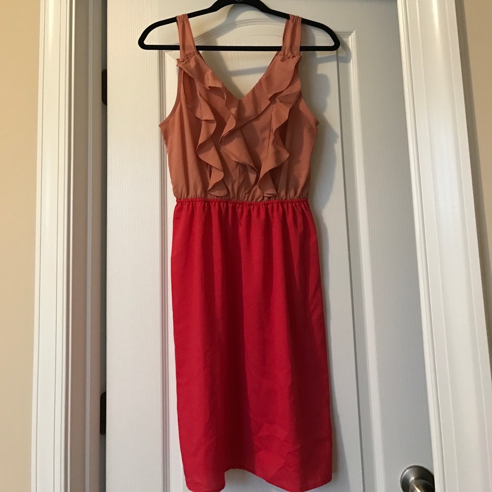 Pink V-neck ruffle dress