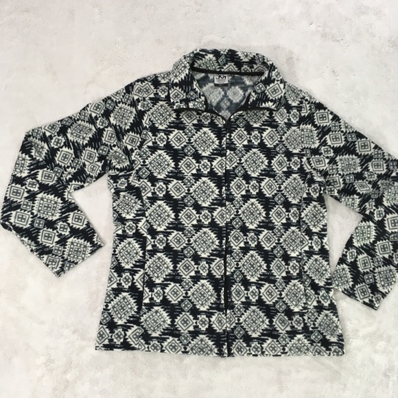 Black white & grey fleece fitted coat with zip lg - Picture 3 of 8