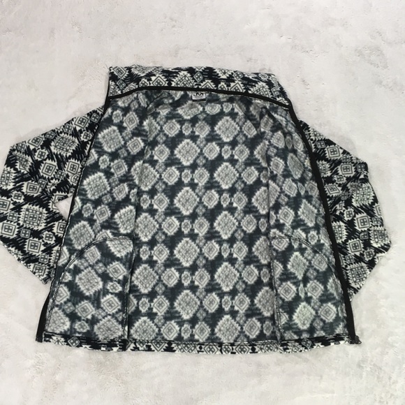 Black white & grey fleece fitted coat with zip lg - Picture 5 of 8