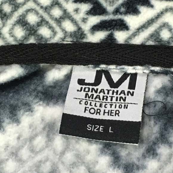 Black white & grey fleece fitted coat with zip lg - Picture 6 of 8