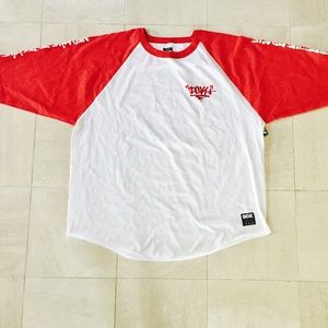 DGK Semi-Blasted Ranglan L/S T-Shirt White / Red