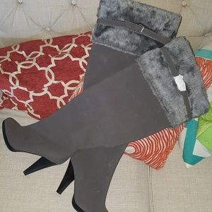 Brand new gorgeous grey knee high boots