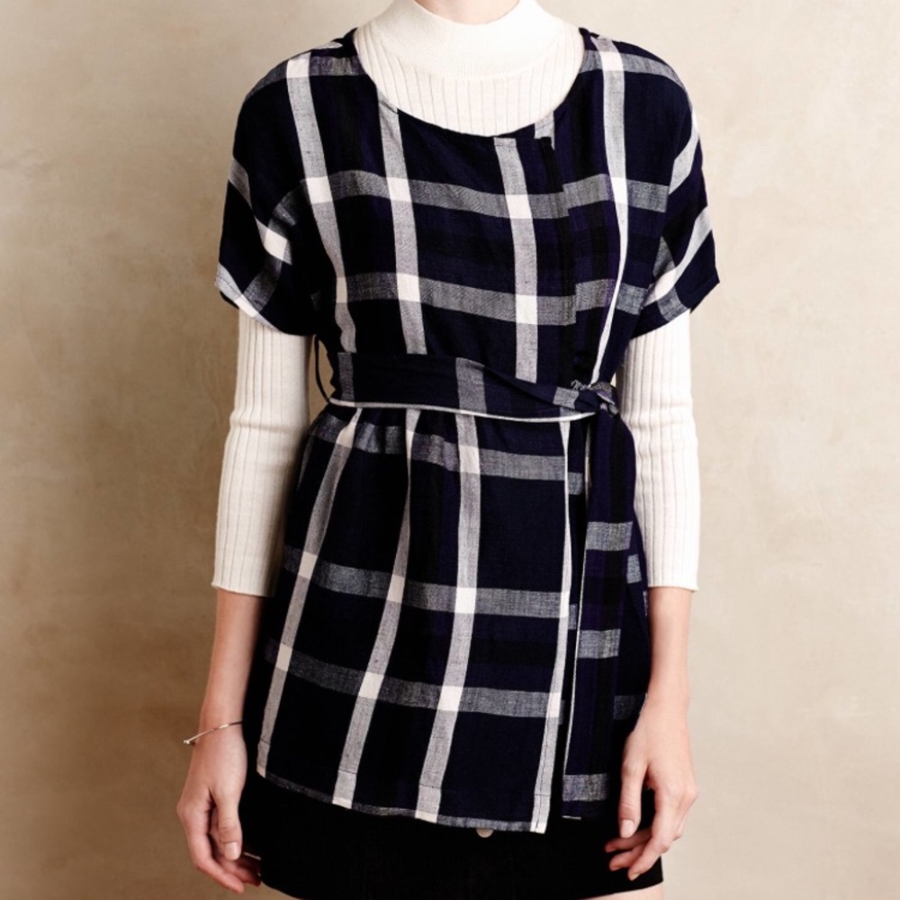 Blue linen wrap jacket