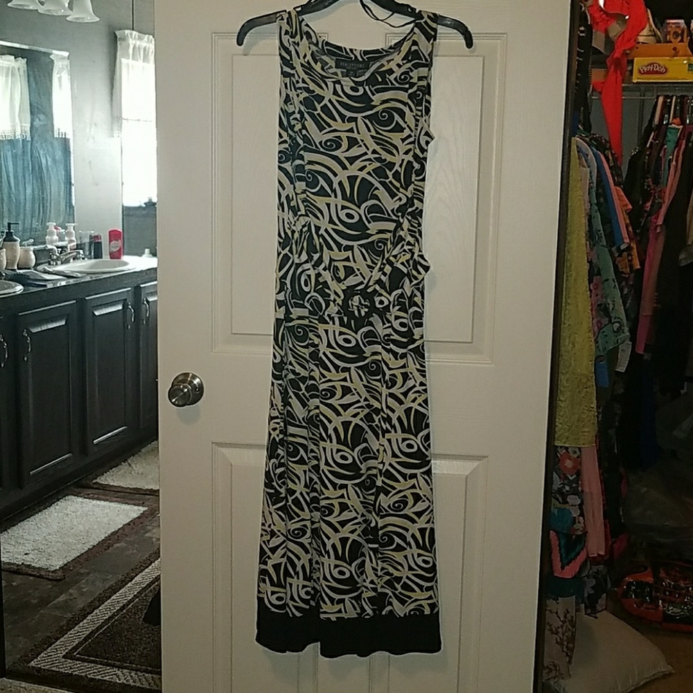 Yellow black and white dress
