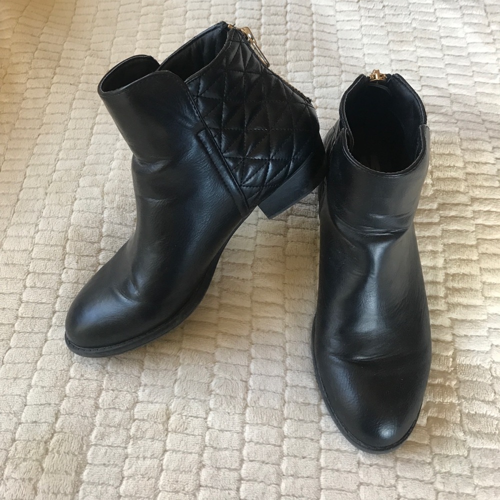 Black Booties with gold zipper