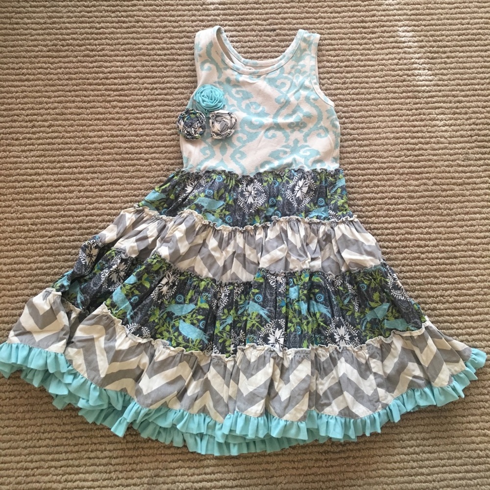 Turquoise grey dress Mustard Pie Dress