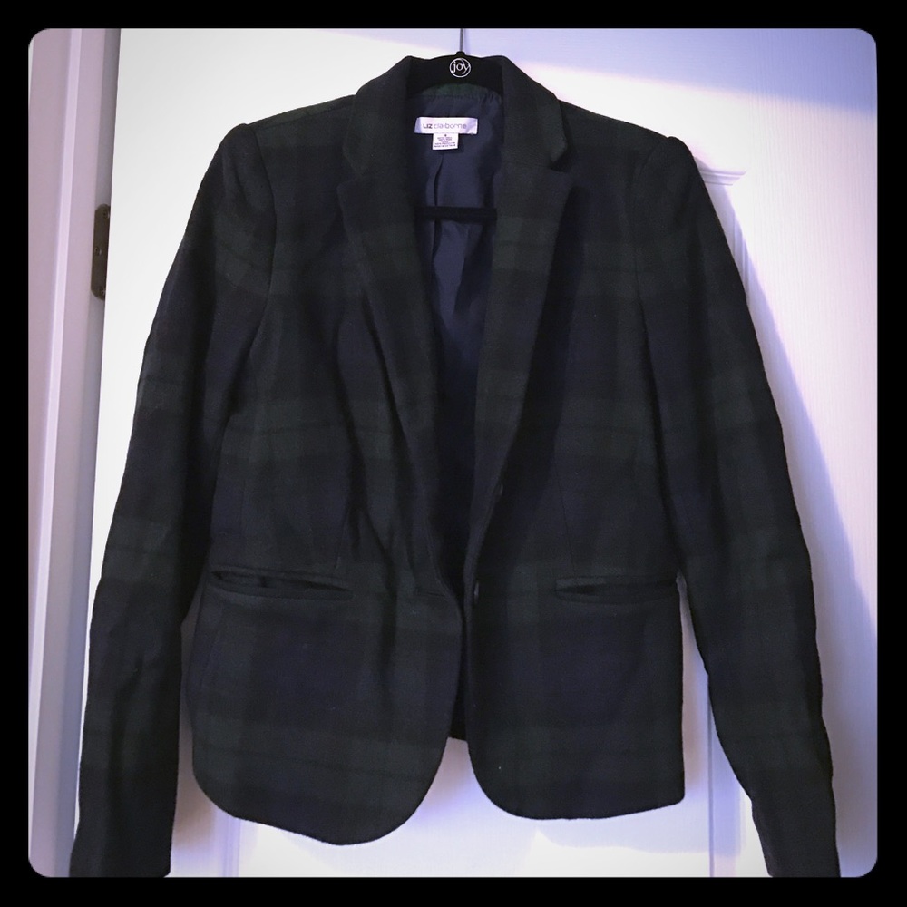 Navy Blue/Green check patterned blazer
