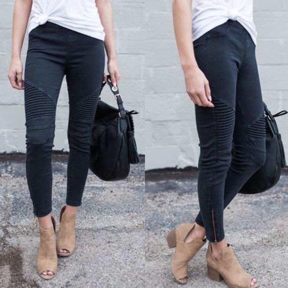 Black Moto Skinny Pants - Picture 2 of 6