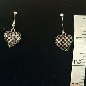 Puff Lattice Valentine Day Heart Drop Earrings