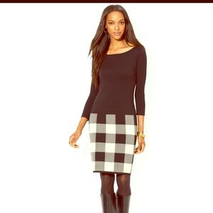 Ralph Lauren Plaid black & white sweater dress