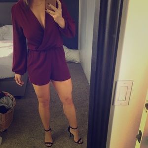 Long sleeve burgundy romper