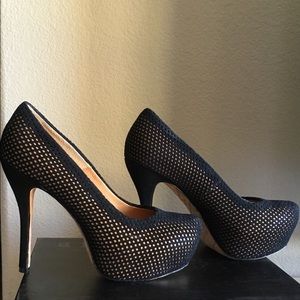 L.A.M.B. Love Fishnet Platform Heels