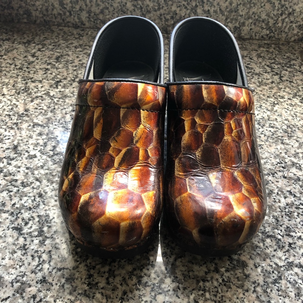 Dansko Tiger Eye Patent Leather Clogs