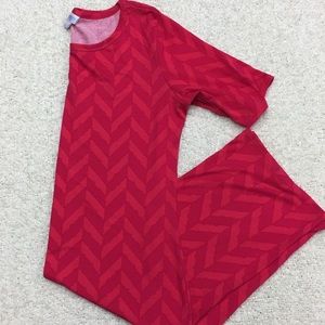 LuLaRoe Julia Dress Size Large Chevron Pink