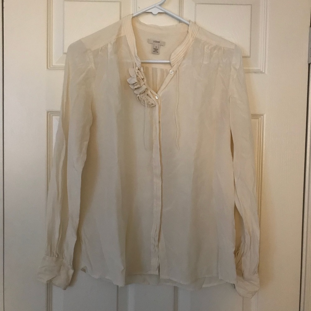 *SOLD* 
J. Crew Cream Silk Button Up Blouse