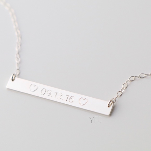 Sterling Silver Engraved Name Bar Necklace - Picture 2 of 5