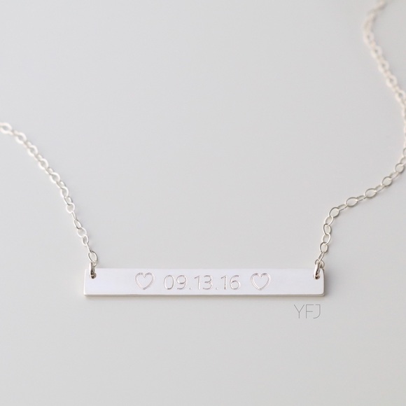 Sterling Silver Engraved Name Bar Necklace - Picture 3 of 5