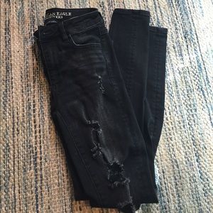 Super super stretch high rise black AE Jeggings