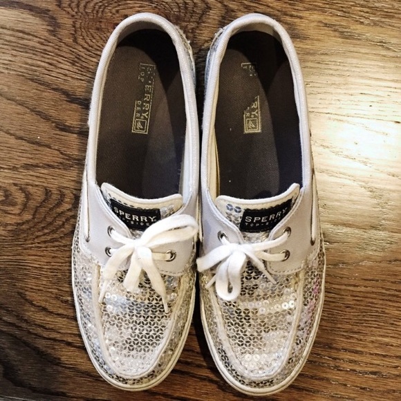 silver sequin sperrys