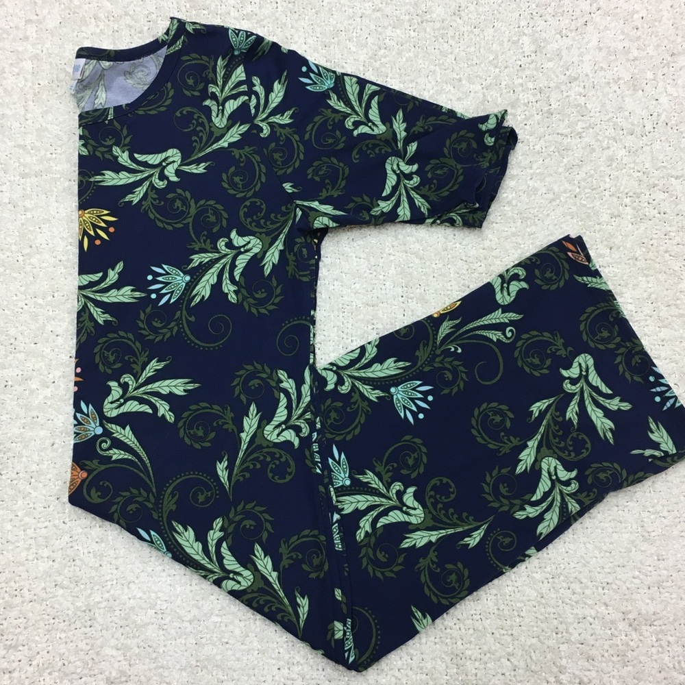 LuLaRoe Julia dress Size Large Navy Green