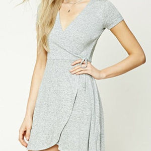 Marled Knit Faux Wrap Dress