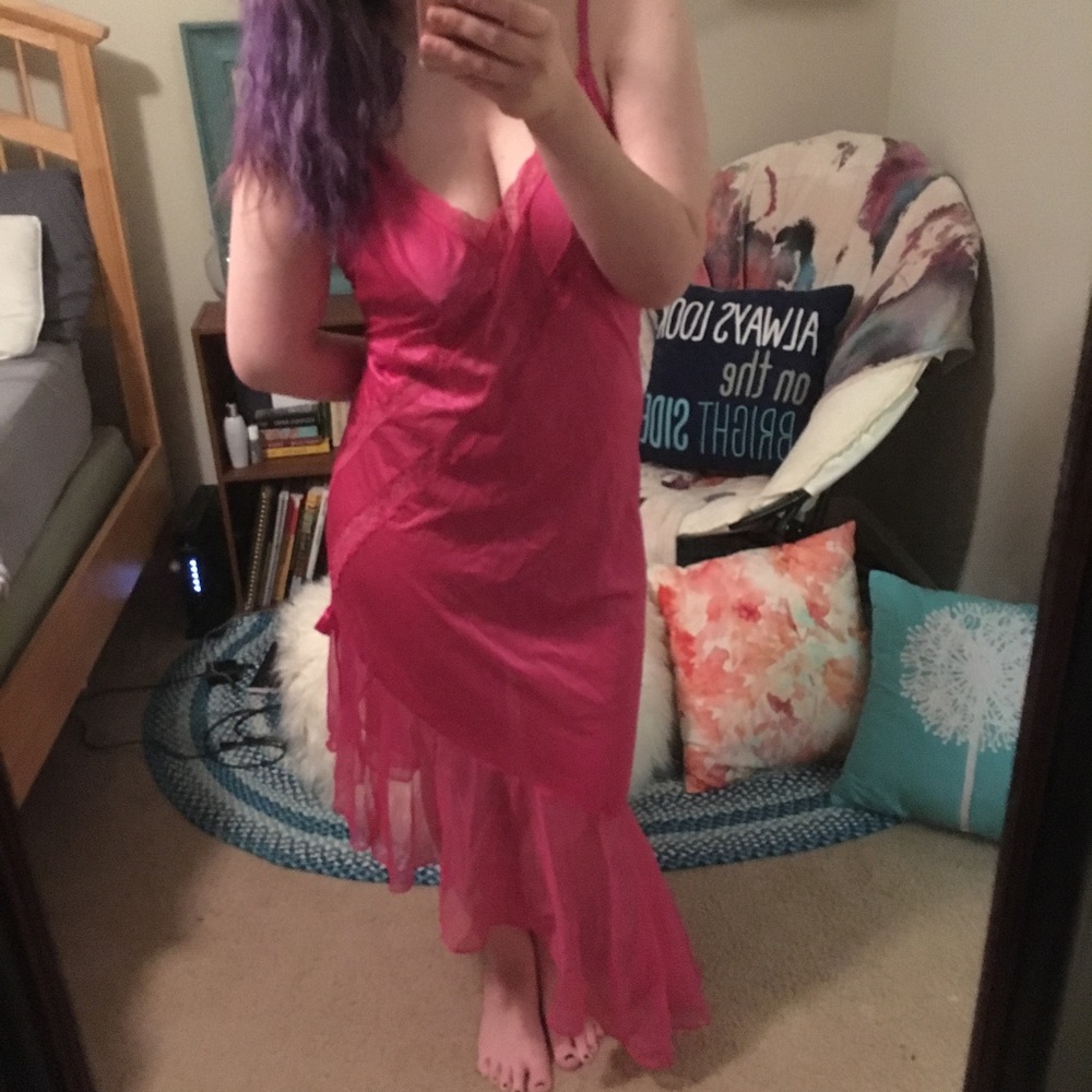 Pink asymmetrical hem nightgown