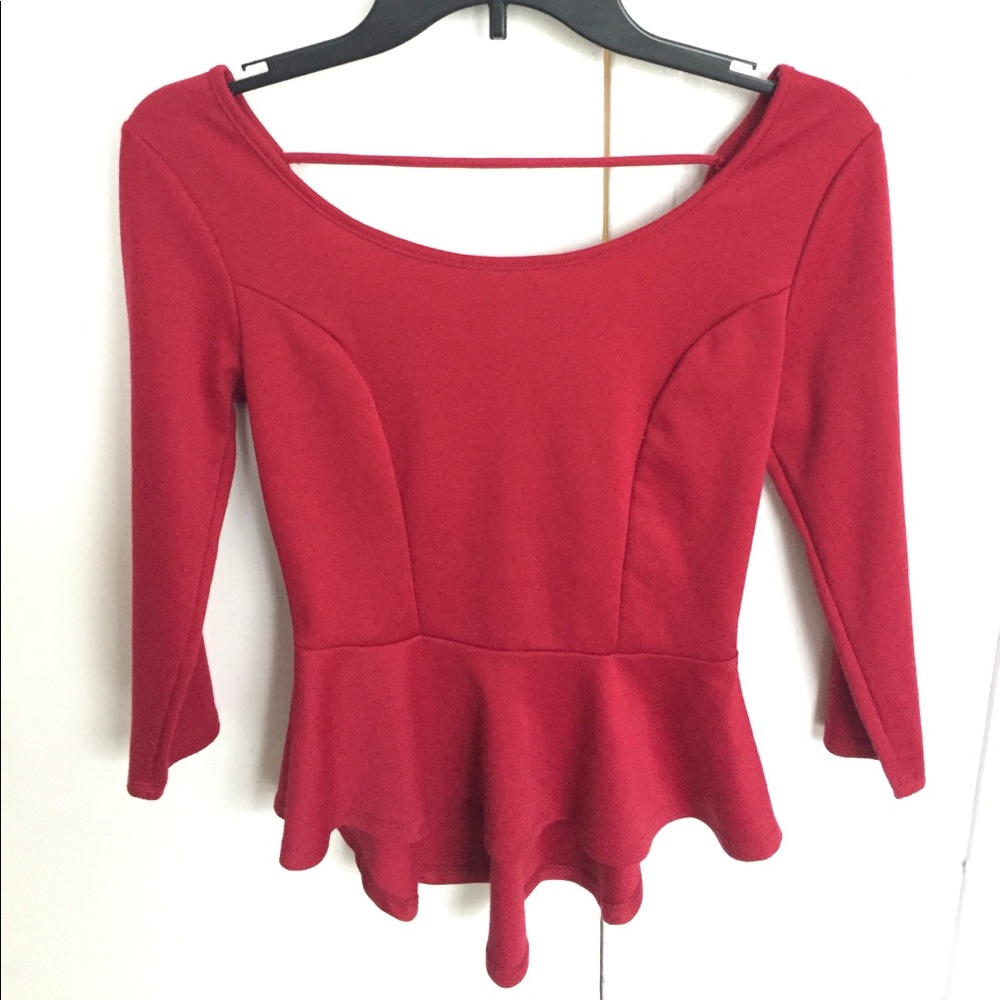 Sexy red peplum top with open back