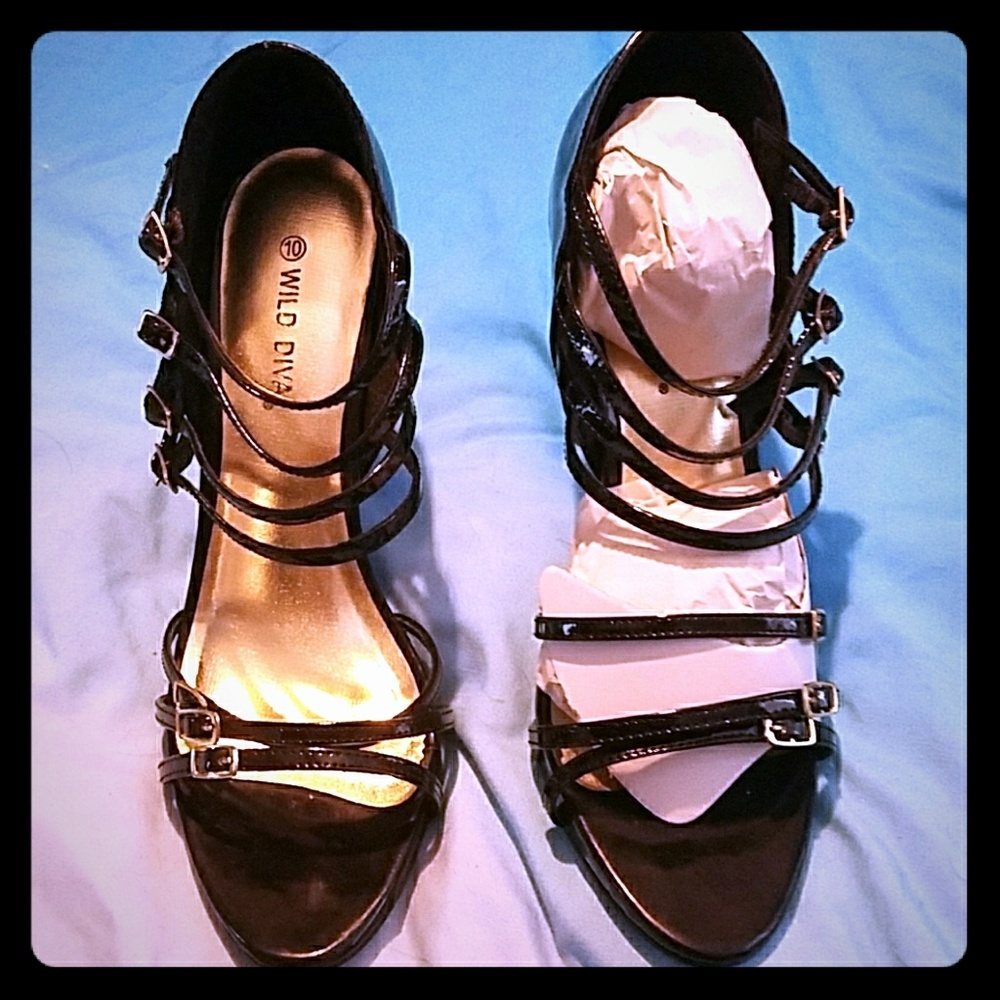 2/$50. NWOT Shiny black cage pumps
