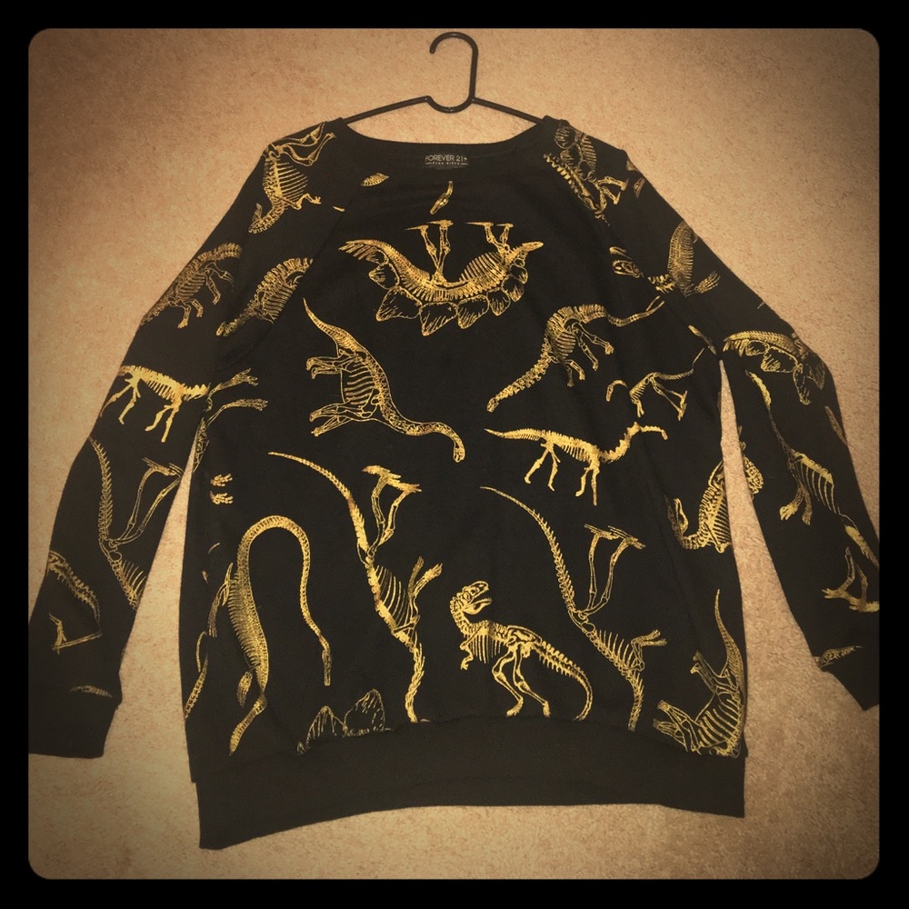 Black & gold dinosaur skeleton sweater