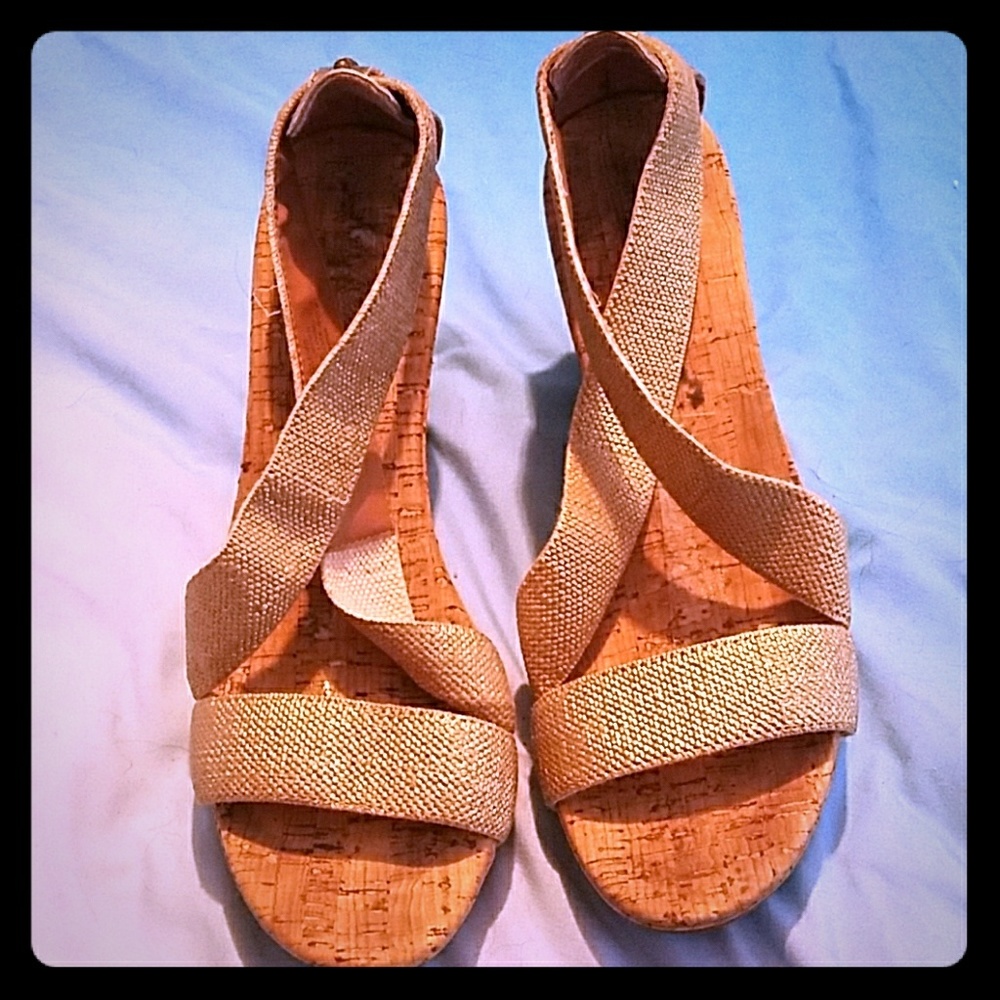 Cork wedge platform sandals