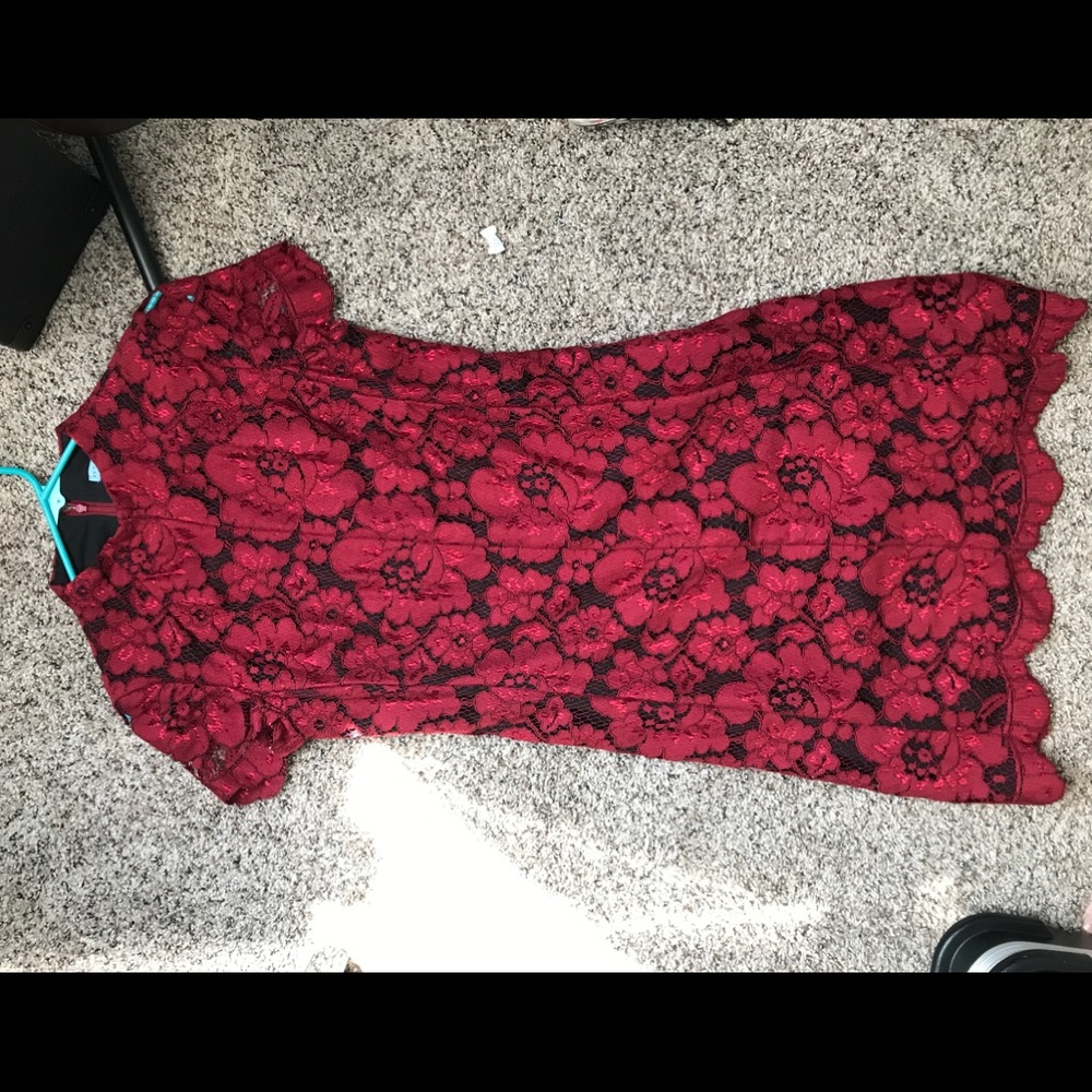 Red Floral Lace Dress