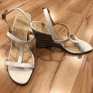 White Kate Spade wedge sandals
