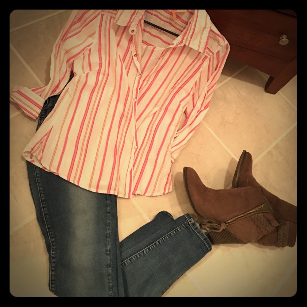Forever 21 striped button down shirt