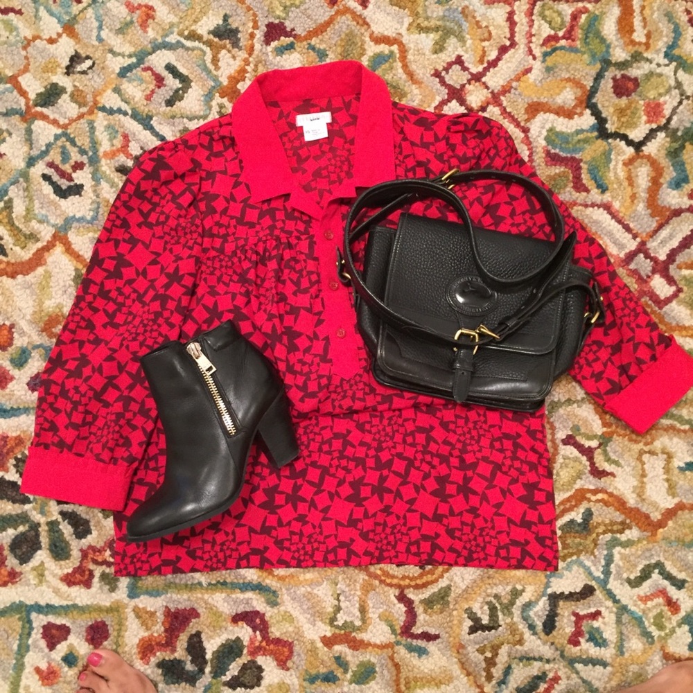 Cooperative Red Shirt Waist Dress in Size XS