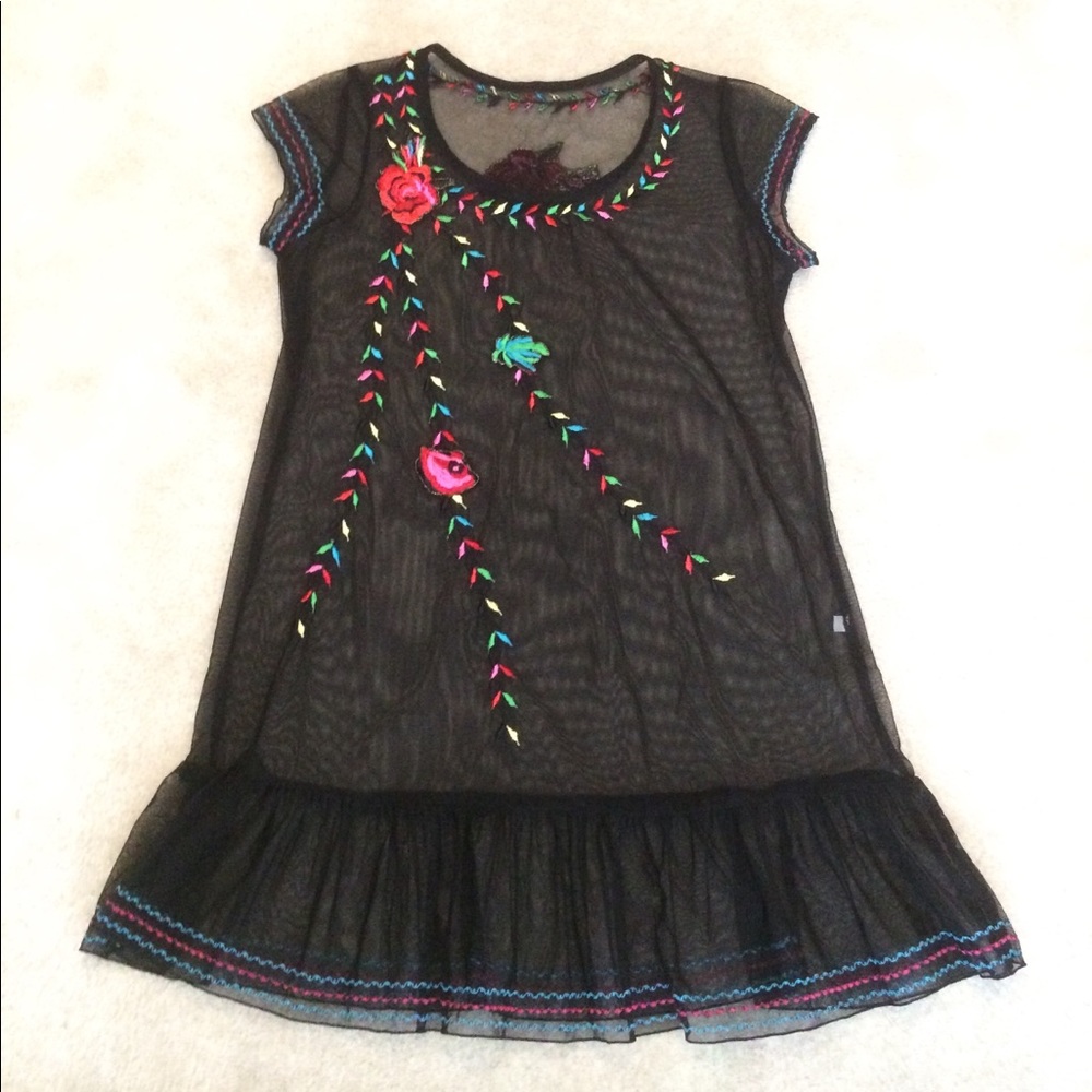 Sheer Black Embroidered Top